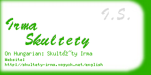 irma skultety business card